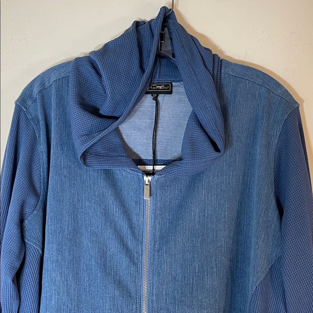NWT. DG2 by Diane Gilman Blue Zip-Up Two-Tone Hoodie. 2X. - Picture 3 of 10